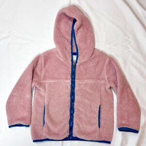 Hanna Andersson Sherpa Fleece Zip Hoodie Jacket Kids Size 5 (110 cm) Pink/Blue